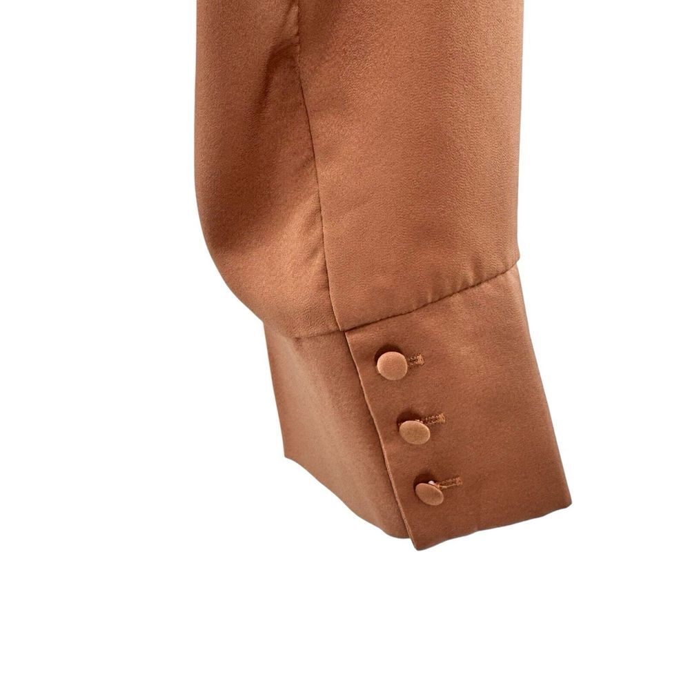FATE 2pc Satin Cropped Wrap Blazer & Wide Leg Pant‎ Set Brown Medium Large NWT - Picture 12 of 16